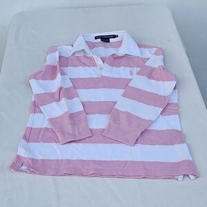 Ralph Lauren Kids Polo in Pink and White Stripes